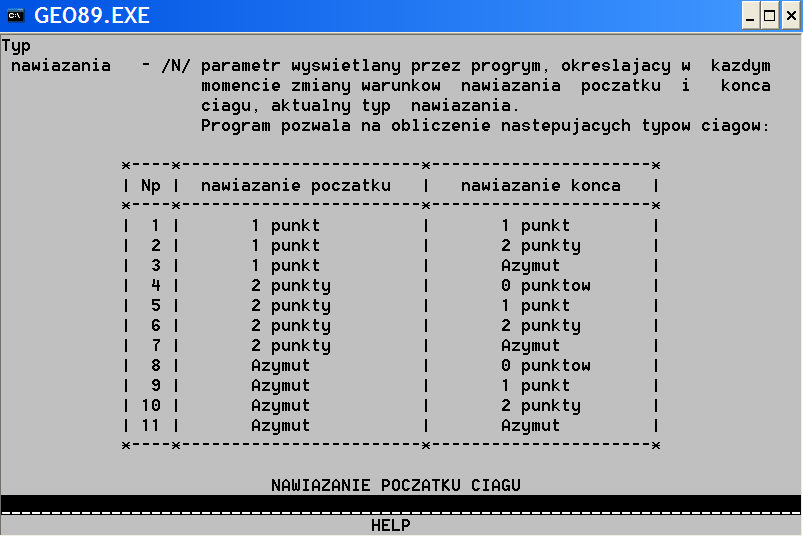 Fragment opisu modułu obliczeniowego ciągu poligonowego programu GEO 89