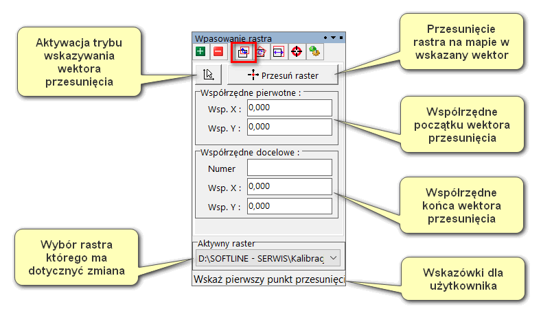 Kalibracja rastra na mapie - przesuwanie rastra opis okna.png